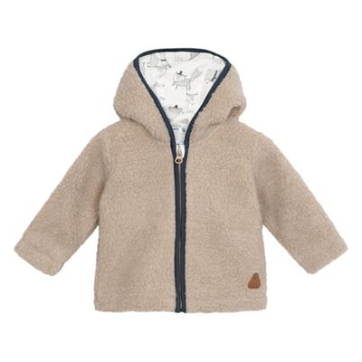Mantaray Baby boys' beige sherpa ear applique hooded jacket